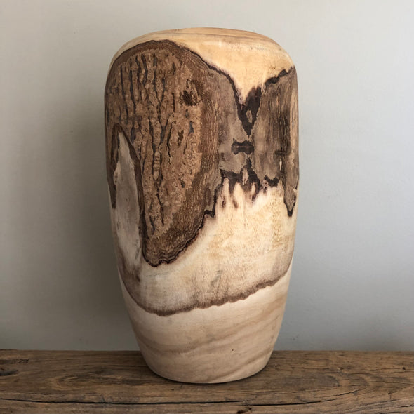 Handcarved Tall Wood Vase