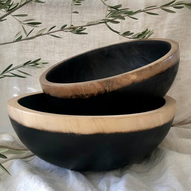 Handcarved Teak Duo-toned Bowl - Centered, Inc.