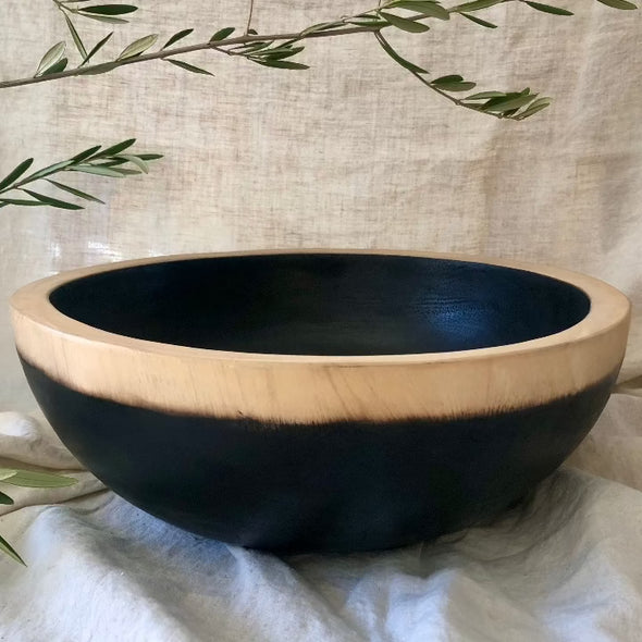 Handcarved Teak Duo-toned Bowl - Centered, Inc.