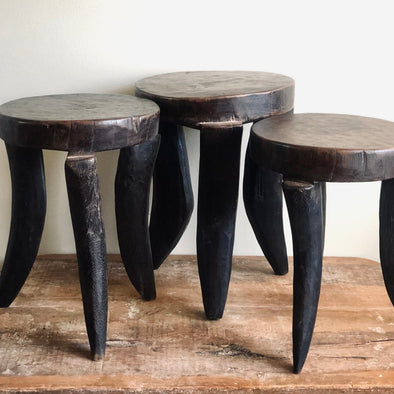 African Stool, Handcarved Mahogany - Centered, Inc.