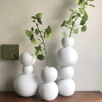 Modern Mango Wood Vase- Set of 3 - Centered, Inc.