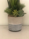 Navy striped cement pot - Centered, Inc.