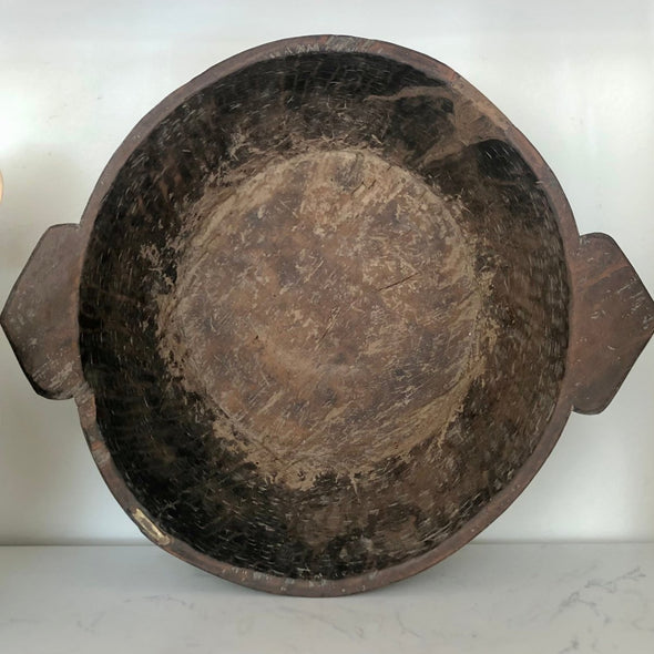 Vintage Handled Bowl- Dark wood - Centered, Inc.