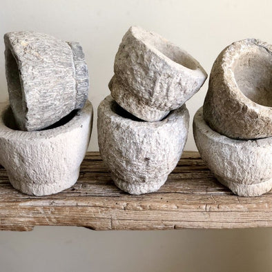Vintage stone mortar, Small - Centered, Inc.